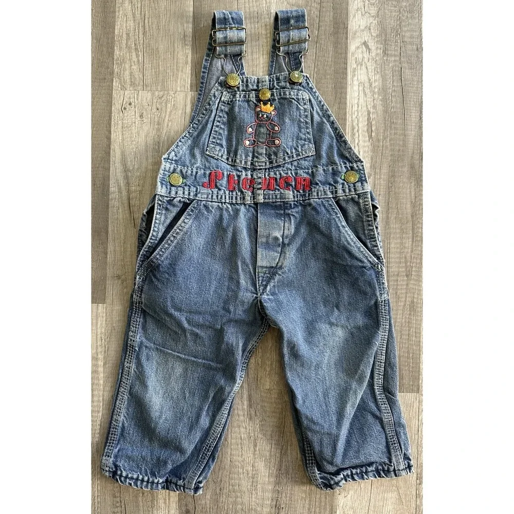 Vtg OshKosh B'Gosh Vestbak Steven Denim Overalls Blue Toddler  18-24 Months